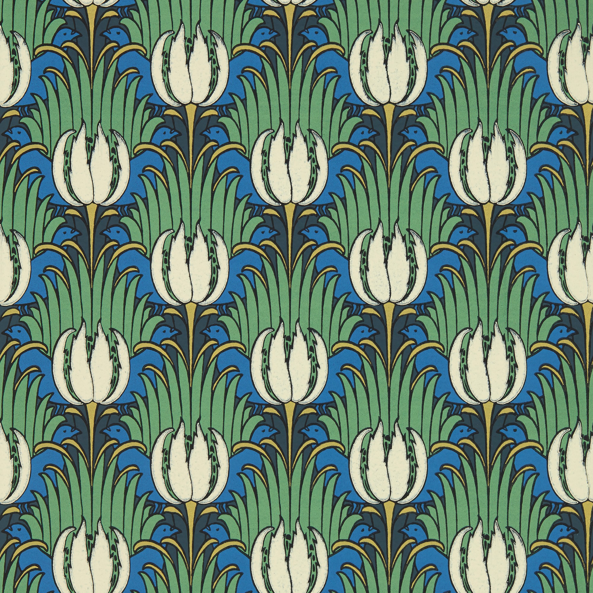 Tulip Bird Wallpaper 510016 By Morris Co In Goblin Green Raven